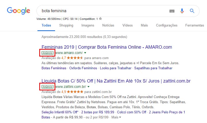 rede de pesquisa link patrocinado
